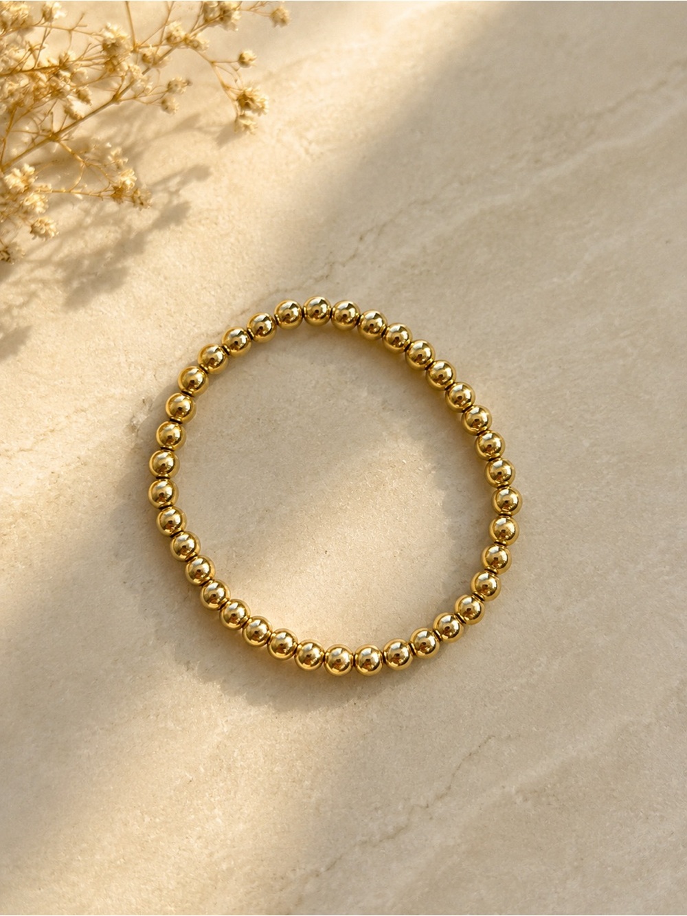 Gold Beaded Stretch Bracelet - Women Jewelry